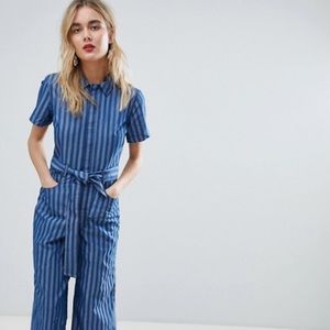 Warehouse Tie Waist Stripe Jumpsuit